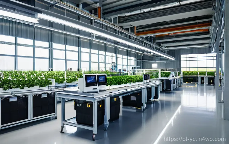 리쇼어링과 글로벌 가치 사슬 - **Prompt:** A visually striking, ultra-modern "smart factory" interior in Portugal, bathed in natura...