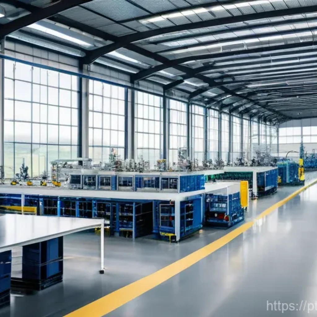 리쇼어링을 통한 제조업의 경쟁력 강화 - **Prompt:** "A vibrant, panoramic view of a modern, high-tech manufacturing facility in Portugal. Th...