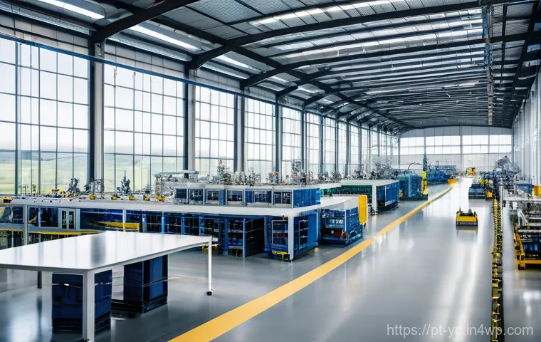 리쇼어링을 통한 제조업의 경쟁력 강화 - **Prompt:** "A vibrant, panoramic view of a modern, high-tech manufacturing facility in Portugal. Th...