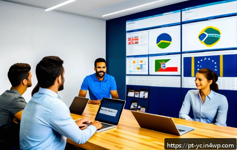 리쇼어링의 교육 및 훈련 필요성 - A modern Brazilian office environment with diverse employees engaged in a hands-on ERP software trai...